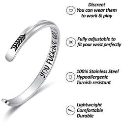 BESTTERN Inspirational Bracelet Cuff Bangle Best Friend Sister Gift Mantra Quote Stainless Steel Engraved Motivational Jewelry for Women Daily Reminder by SAM & Lori