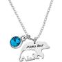 Zuo Bao Mama Bear Necklace Mom Necklace Mama and Baby Bear Necklace with 12 Months Birthstone Birthday Gift Family Jewelry for Her