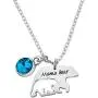 Zuo Bao Mama Bear Necklace Mom Necklace Mama and Baby Bear Necklace with 12 Months Birthstone Birthday Gift Family Jewelry for Her