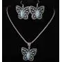 Cocazyw Silver Butterfly Turquoise Bracelet and Earrings for Women Girl Retro Charm Gemstone Jewelry Set Pendant Necklace and Drop Earrings for Women Girl