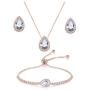 UDORA CZ Tearsdrop Earrings Necklace Jewelry Set for Bridal Bridesmaids