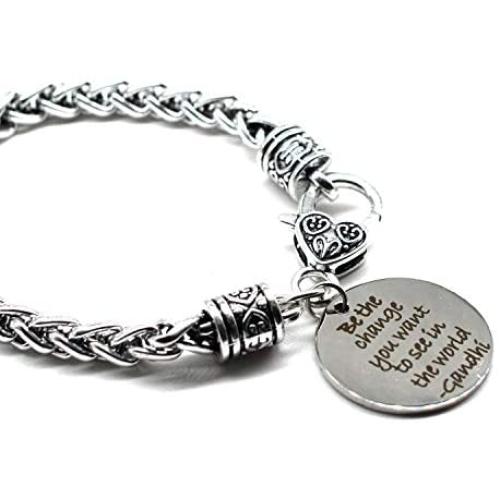 M&T 2015 Stainless Steel Charm Inspiration Jewelry, Be The Change You Want to See in The World, 40