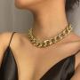 Masiter Hip Hop Rhinestone Necklace Chunky Cuban Oval Link Chain Choker Party Nightclub Costume Jewelry for Women and Girls