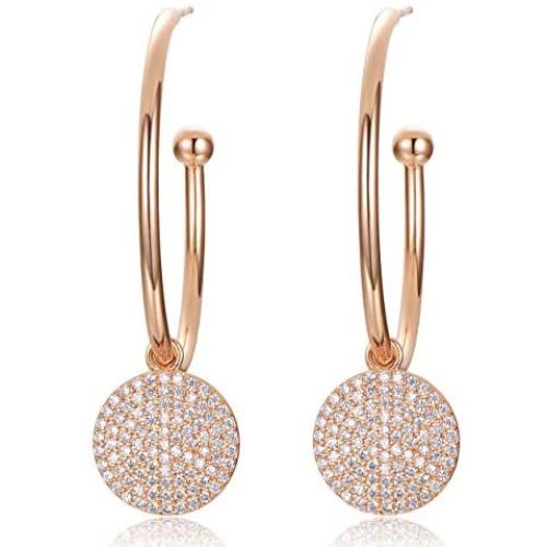 KIMILILY Women Girl Hoop Drop Dangle Stud Earrings 18K Rose Gold Plating Crystals from Swarovski Jewelry Collection Gift for Her Party/Anniversary Day/Birthday