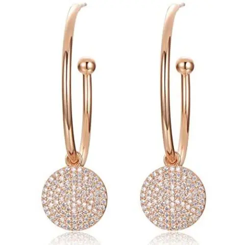 KIMILILY Women Girl Hoop Drop Dangle Stud Earrings 18K Rose Gold Plating Crystals from Swarovski Jewelry Collection Gift for Her Party/Anniversary Day/Birthday KIMILILY Women Girl Hoop Drop Dangle Stud Earrings 18K Rose Gold Plating Crystals from Swarovski Jewelry Collection Gift for Her Party/Anniversary Day/Birthday