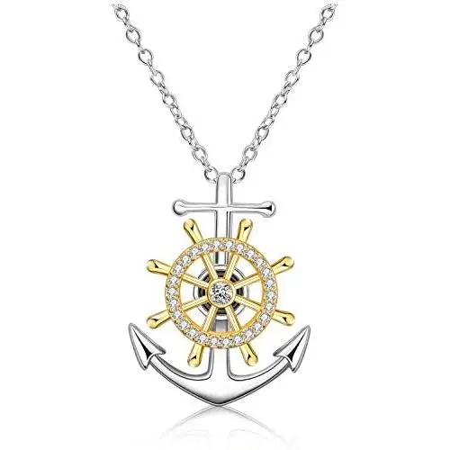 POPLYKE Anchor Necklace for Women Girls Sterling Silver Nautical Anchor Fine Jewelry for Women, Anchor Gift Jewelry for Women for Best Friend