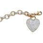 18K Yellow Gold Plated Genuine Diamond Accent Heart Charm Link Bracelet (27mm), Lobster Claw Clasp, 7.75 inch Adjustable