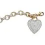 18K Yellow Gold Plated Genuine Diamond Accent Heart Charm Link Bracelet (27mm), Lobster Claw Clasp, 7.75 inch Adjustable 18K Yellow Gold Plated Genuine Diamond Accent Heart Charm Link Bracelet (27mm), Lobster Claw Clasp, 7.75 inch Adjustable