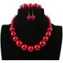 Shineland Simple Large Big Simulated Pearl Statement Necklace Bracelet and Earrings Jewelry Set (Red) Shineland Simple Large Big Simulated Pearl Statement Necklace Bracelet and Earrings Jewelry Set (Red)