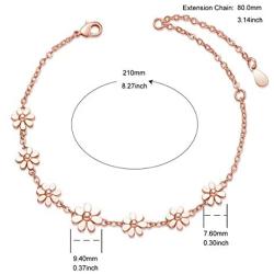 SHEGRACE Woman Stainless Steel Daisy Flowers Bracelet 18K/Rose Gold/Platinum Plated Adjustable 11.41'' Jewellery Gift