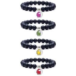 COLOYAN 4 Pcs Among Us Bead Bracelets for Men Women Crewmates Impostor Game Among Us Fans Gifts
