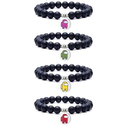 COLOYAN 4 Pcs Among Us Bead Bracelets for Men Women Crewmates Impostor Game Among Us Fans Gifts