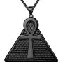 beautlace Ankh Cross Necklace Silver/18K Gold/Black Gun Plated Ancient Triangle Ankh Cross Religious Pendant for Men and Women KP0132