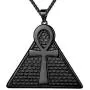 beautlace Ankh Cross Necklace Silver/18K Gold/Black Gun Plated Ancient Triangle Ankh Cross Religious Pendant for Men and Women KP0132