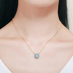 TONGZHE Blue Evil Eye Pendant Necklace in Sterling Silver 925 with Cubic Zirconia CZ and 16''+2'' Cable Chain