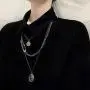 YERTTER Multi-Layered Paper Clip and Coin Pendant Necklace Boho Jewelry Set Layered Pendant Statement Chunky Chain Necklace for Women Man YERTTER Multi-Layered Paper Clip and Coin Pendant Necklace Boho Jewelry Set Layered Pendant Statement Chunky Chain Necklace for Women Man