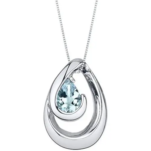 Sterling Silver Wave Pendant Necklace available in various colored stones Sterling Silver Wave Pendant Necklace available in various colored stones