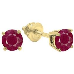 Dazzlingrock Collection 10K 5mm Each Round Cut Ladies Solitaire Stud Earrings, Yellow Gold