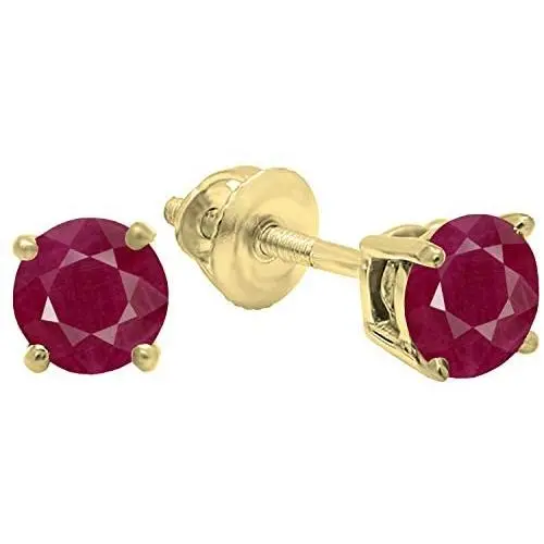 Dazzlingrock Collection 10K 5mm Each Round Cut Ladies Solitaire Stud Earrings, Yellow Gold