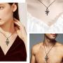 Jewmon Protection Ankh Cross Eye of Horus Necklace Earrings Set for Mens Women Sterling Silver Horus Eye of Ra Ankh Necklace/Earrings Jewelry Set Ancient Egyptian Amulet Jewelry Gift for Mom Grandma
