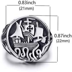 Elfasio Viking Drakkar Ship Kraken Norse Sea Monster Octopus Squid Tentacle Stainless Steel Vintage Ring
