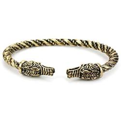 SNOWLIN Men & Women Double Head Tiger Double Head Wolf Cuff Bracelet Viking Arm Ring Pagan Gothic Pewter Bracelet Adjustable Men & Women Jewelry