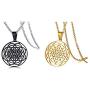 MPRAINBOW Gold Stainless Steel Gold Sri Yantra Sri Chakra Sacred Geometry Talisman Pendant Necklace