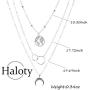 Haloty Boho Moon Pendant Necklaces Silver Dainty Map Circle Beaded Necklace Chain Jewelry for Women and Girls