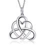 925 Sterling Silver Good Luck Irish Triangle Celtic Knot Heart Vintage Pendant Necklace, Box Chain 18''