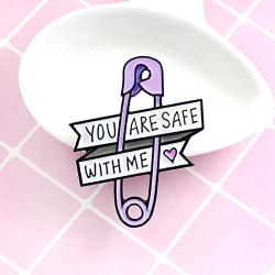 ROSTIVO Enamel Pins for Backpacks Funny Aesthetic Pin for Men Women Boys and Girls You are Safe with Me