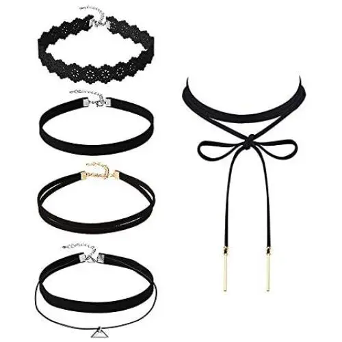 Mudder 5 Pieces Black Velvet Choker Necklaces Stretch Tattoo Choker Elastic Tassel Necklaces Mudder 5 Pieces Black Velvet Choker Necklaces Stretch Tattoo Choker Elastic Tassel Necklaces