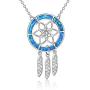 ONEFINITY Opal Necklace Sterling Sliver Created Blue Opal Infinity Heart/bee/Dream Catcher/Nurse Hat Necklace Opal Jewelry for Women Girl Wife Daughter (Dream Catcher Opal)