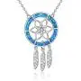 ONEFINITY Opal Necklace Sterling Sliver Created Blue Opal Infinity Heart/bee/Dream Catcher/Nurse Hat Necklace Opal Jewelry for Women Girl Wife Daughter (Dream Catcher Opal)
