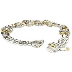 John Medeiros Triple Strand Two Tone Beaded Collection Bracelet Pavé Setting Made in America