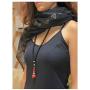 Long Agate Pendant Necklace Handmade Gemstone Beaded Necklace Fashion Y-shaped Jewelry for Women Girls