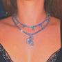 Zoestar Butterfly Choker Necklace Sparkly Crystal Tennis Necklaces 2 Layered Gorgeous Shiny Chain Jewelry for Women and Girls