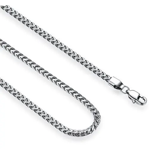 Reve Jewelry 3mm Stainless Steel Franco Chain Necklace for Men and Women, 20-30 Inches
