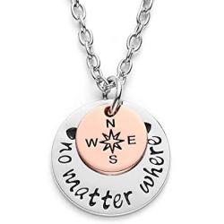 LParkin Long Distance Relationships Gifts Friendship Necklace No Matter Where Compass Necklaces BFF Jewelry