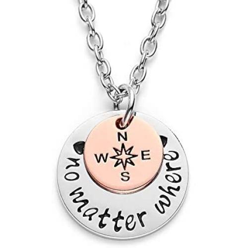 LParkin Long Distance Relationships Gifts Friendship Necklace No Matter Where Compass Necklaces BFF Jewelry