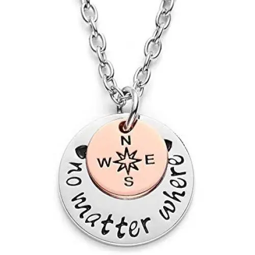 LParkin Long Distance Relationships Gifts Friendship Necklace No Matter Where Compass Necklaces BFF Jewelry