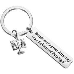 CENWA Scales of Justice Keychain Legal Assistant Gift Beside Every Great Attorney is an Exhausted Paralegal Legal Secretary Gift for Paralegal