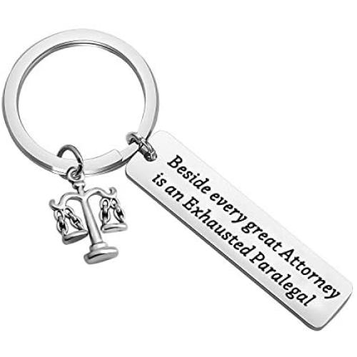 CENWA Scales of Justice Keychain Legal Assistant Gift Beside Every Great Attorney is an Exhausted Paralegal Legal Secretary Gift for Paralegal