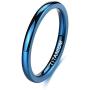 TIGRADE 2mm 4mm Titanium Ring Blue/ Rose Gold Plain Dome High Polished Wedding Band Comfort Fit Size 3-13.5
