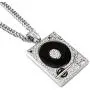 Xusamss Hip Hop DJ 18K Gold Plated Crystal Phonograph Tag Pendant Necklace with Chain Xusamss Hip Hop DJ 18K Gold Plated Crystal Phonograph Tag Pendant Necklace with Chain