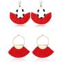 Finrezio 2 Pairs Womens Beaded Tassel Earrings Long Fringe Drop Bohemian Dangle Earrings (Color B:Blue and White Tassel Earrings)