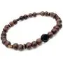 Mens Calming Wood and Brass Stretch Bead Bracelet Handcrafted in USA - Brown Mens Calming Wood and Brass Stretch Bead Bracelet Handcrafted in USA - Brown