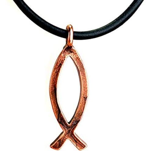 FORGIVEN JEWELRY Jesus Fish Large Ichthus Copper Necklace