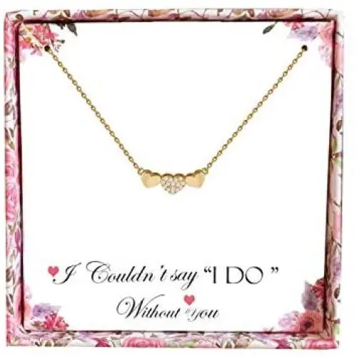 CONCISE ROYAL Plated 14k Gold Rose Gold Bridesmaid Necklace Set of 3 4 6,Dainty 3 Heart Pendant Necklace Set,Gifts for Best Friend,Sisters