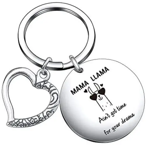 Funny Mama Llama Charm Keychain, Mama Llama Ain’t Got Time for Your Drama for Moms Friends Christmas Birthday Gift Funny Mama Llama Charm Keychain, Mama Llama Ain’t Got Time for Your Drama for Moms Friends Christmas Birthday Gift