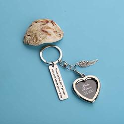 AKTAP Photo Frame Keychain Memorial Gifts Those We Love Dont Go Away They Walk Beside Us Every Day Picture Frame Keyring Holder in Memory of Loved One